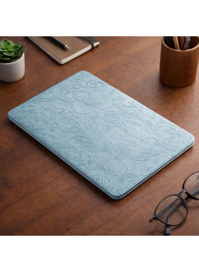 Embossed PU Leather MacBook Case for Apple MacBook Pro 13 Inch, Slim Protective Cover, Scratch-Resistant Laptop Shell for Models A1708 A1706 A1989 A2159 A2251 A2289 A2338 (Light Blue) - Image 1